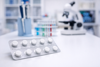 Blister pakiet tabletek w laboratorium