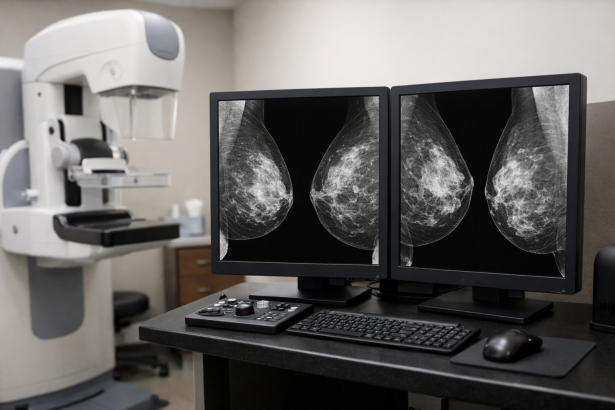 Gabinet do mammografii z monitorem