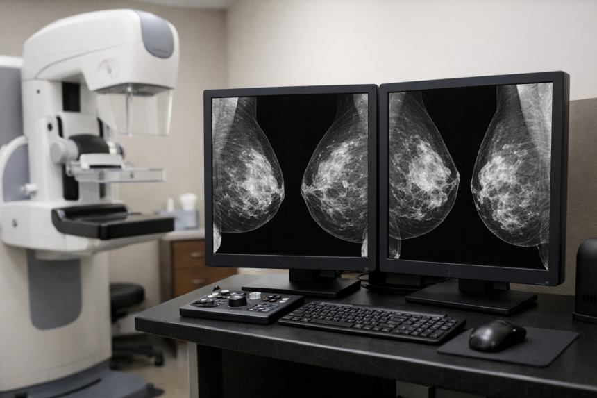 Gabinet do mammografii z monitorem