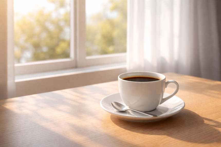 Poranna kawa przy oknie